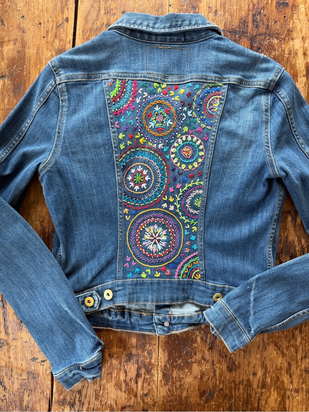 Hand embroidered denim jacket
